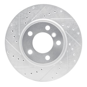Mini Cooper Countryman Brake Rotor (1) - Front Left - R1 Concepts - Drilled & Slotted - Silver - `11-`16